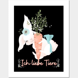 Hase Möhre Liebe Tiere Prinzessin Blumen Süß Posters and Art